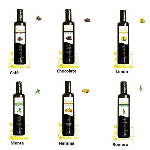 Elige entre 13 sabores de aceite oliva, de aceituna variedad Manzanilla. Pack degustación 6 Botellas 250ML (asp)